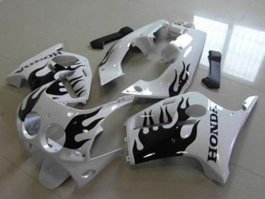 Cheap 1988-1989 Honda CBR250RR MC19 Motorcycle Fairings - White Glossy Black Flame