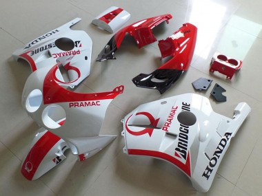Cheap 1990-1998 Honda CBR250RR MC22 Motorcycle Fairings - White Red Pramac Bridgestone