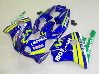 Cheap 1990-1998 Honda CBR250RR MC22 Motorcycle Fairings - Blue Yellow Green MoviStar Castrol