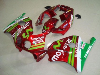 Cheap 1990-1998 Honda CBR250RR MC22 Motorcycle Fairings - Red White Green MoviStar