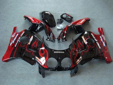 Cheap 1990-1998 Honda CBR250RR MC22 Motorcycle Fairings - Glossy Black Red Flame