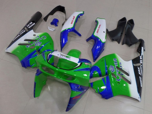 1994-1997 Kawasaki ZX9R Motorcycle Fairings - White Blue Green Black Corona Extra