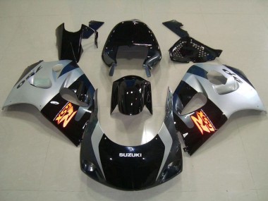 Cheap 1996-2000 Suzuki GSXR 750 Abs Motorcycle Fairings - Glossy Black Silver