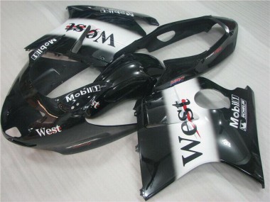Cheap 1996-2007 Honda CBR1100XX Blackbird Motorcycle Fairings - Glossy Black White West