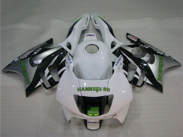 1995-1996 Honda CBR600 F3 Motorcycle Fairings - White Silver Green Hannspree