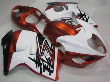 Cheap 1996-2007 Suzuki GSXR 1300 Hayabusa Motorcycle Fairings - White Orange Black