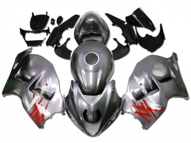 Cheap 1996-2007 Suzuki GSXR 1300 Hayabusa Motorcycle Fairings - Silver with Red White Decal