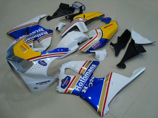 1998-1999 Honda CBR900RR 919 Motorcycle Fairings - White Blue Yellow Rothmans