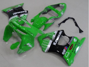 Cheap 1998-1999 Kawasaki ZX6R Motorcycle Fairings - Green White Silver Glossy Black