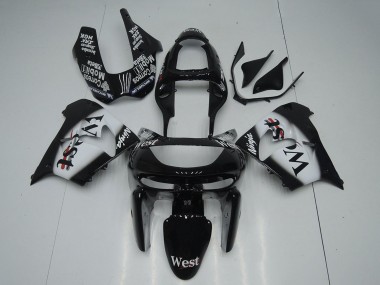 Cheap 1998-1999 Kawasaki ZX9R Motorcycle Fairings - Glossy Black White West