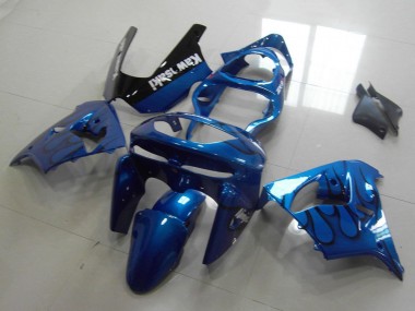 Cheap 1998-1999 Kawasaki ZX9R Motorcycle Fairings - Blue Black Flame