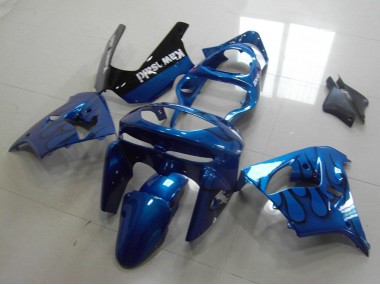 Cheap 1998-1999 Kawasaki ZX9R Motorcycle Fairings - Blue Black Flame