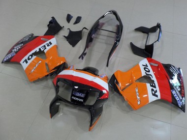 Cheap 1998-2001 Honda VFR 800 Motorcycle Fairings - Orange White Red Glossy Black Repsol