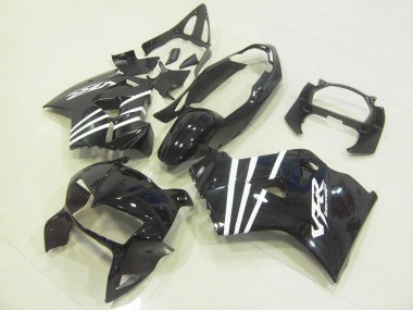 Cheap 1998-2001 Honda VFR 800 Motorcycle Fairings - Glossy Black White Stripe