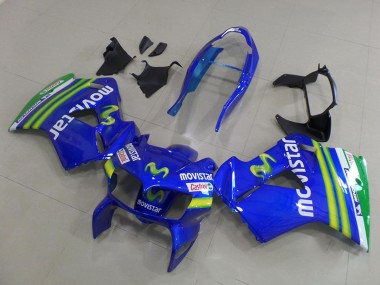 Cheap 1998-2001 Honda VFR 800 Motorcycle Fairings - Blue Green White MoviStar
