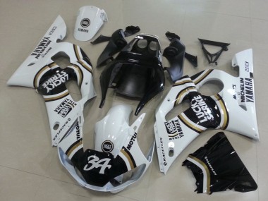 Cheap 1998-2002 Yamaha YZF R6 Motorcycle Fairings - White Black Motul Lucky Strike 34