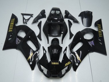Cheap 1998-2002 Yamaha YZF R6 Motorcycle Fairings - Glossy Black Gold Decals