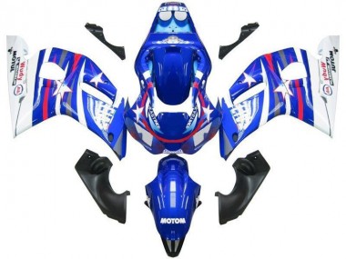Cheap 1998-2002 Yamaha YZF R6 Motorcycle Fairings - White Blue Red Fiat Motul
