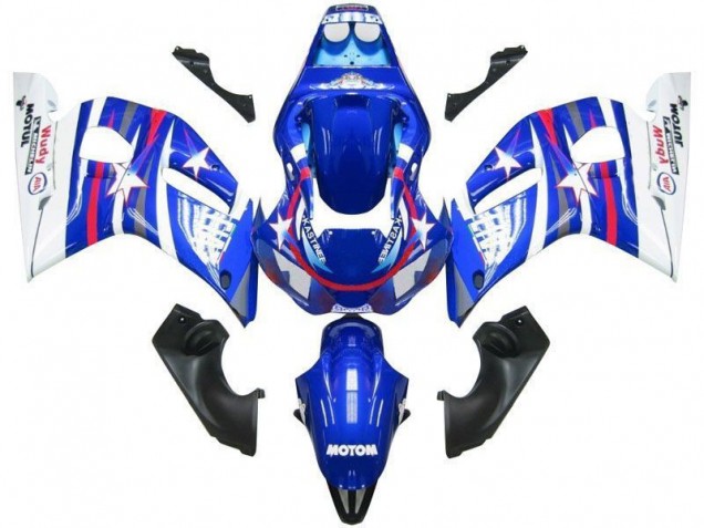 1998-2002 Yamaha YZF R6 Motorcycle Fairings - White Blue Red Fiat Motul