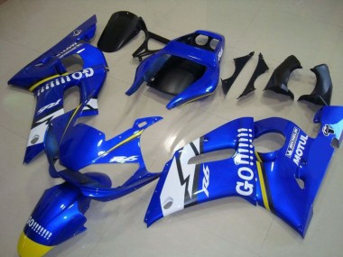 Cheap 1998-2002 Yamaha YZF R6 Motorcycle Fairings - Blue White Yellow Go Motul