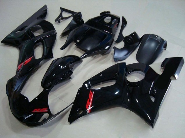 1998-2002 Yamaha YZF R6 Motorcycle Fairings - Glossy Black Red Decal