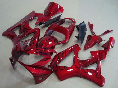 Cheap 2000-2001 Honda CBR900RR 929 Motorcycle Fairings - Red Glossy Black Flame