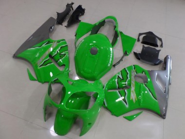 Cheap 2000-2001 Kawasaki ZX12R Motorcycle Fairings - Green Silver