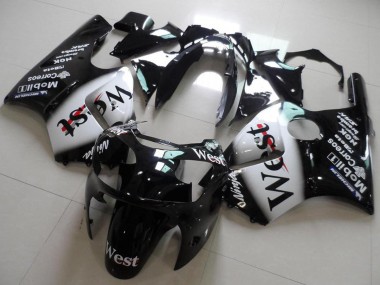 Cheap 2000-2001 Kawasaki ZX12R Motorcycle Fairings - Glossy Black White West