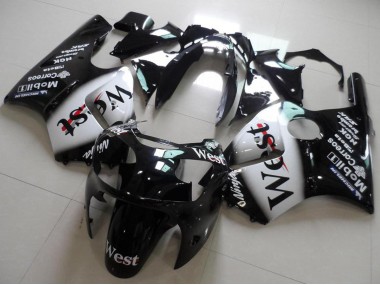 Cheap 2000-2001 Kawasaki ZX12R Motorcycle Fairings - Glossy Black White West