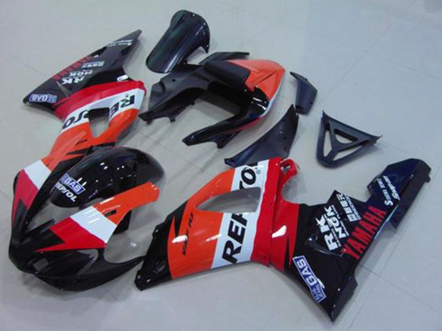 2000-2001 Yamaha YZF R1 Motorcycle Fairing - Orange White Red Black Repsol