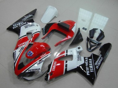 Cheap 2000-2001 Yamaha YZF R1 Motorcycle Fairings - Red White Glossy Black Petronas Yamalube
