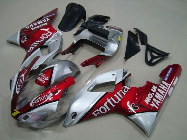 Cheap 2000-2001 Yamaha YZF R1 Motorcycle Fairings - Silver Red Fortuna Motul 7