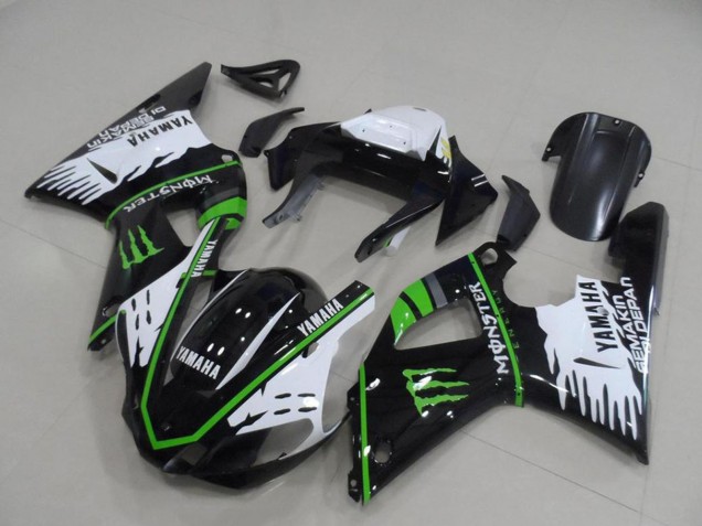 2000-2001 Yamaha YZF R1 Motorcycle Fairings - White Black Green Monster