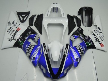 Cheap 2000-2001 Yamaha YZF R1 Motorcycle Fairings - White Blue Black ENEOS Monster