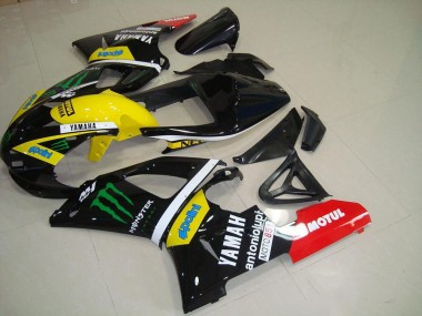 Cheap 2000-2001 Yamaha YZF R1 Motorcycle Fairings - Glossy Black Yellow White Red Monster Motul