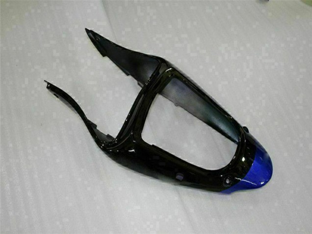 2000-2002 Kawasaki ZX6R Motorcycle Fairings - Blue Glossy Black Elf Bridgestone