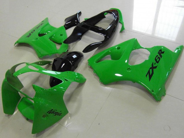 2000-2002 Kawasaki ZX6R Motorcycle Fairing - Green Glossy Black