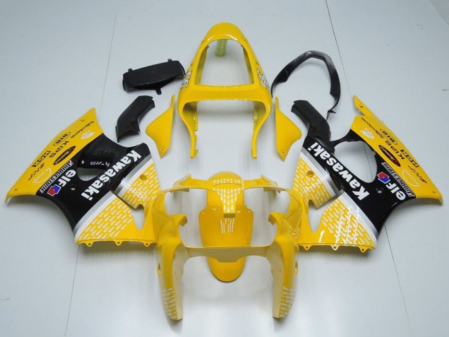 2000-2002 Kawasaki ZX6R Motorcycle Fairings - Yellow White Black Elf Bridgestone