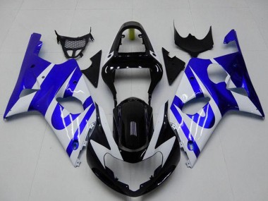 Cheap 2000-2002 Suzuki GSXR 1000 Motorcycle Fairing - White Blue Glossy Black