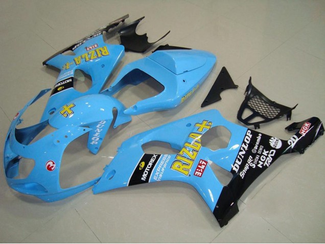2000-2002 Suzuki GSXR 1000 Motorcycle Fairings - Light Blue Yellow Black Rizla