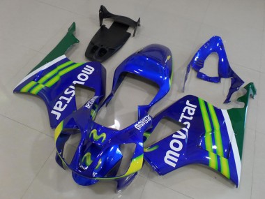 Cheap 2000-2006 Honda VTR1000 Motorcycle Fairings - Blue Green White MoviStar