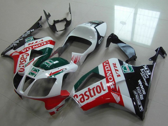 2000-2006 Honda VTR1000 Motorcycle Fairing - White Red Green Glossy Black Castrol