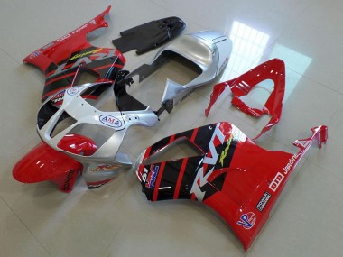 Cheap 2000-2006 Honda VTR1000 Motorcycle Fairings - Silver Red Glossy Black Stripe