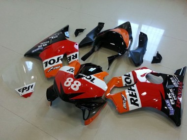 Cheap 2001-2003 Honda CBR600 F4i Motorcycle Fairings - Orange White Red Glossy Black Racing Repsol 88