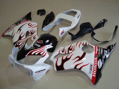 Cheap 2001-2003 Honda CBR600 F4i Motorcycle Fairings - White Red Glossy Black Flame