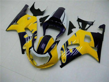 Cheap 2001-2003 Suzuki GSXR 600/750 Motorcycle Fairings - Yellow Dark Blue Glossy Black