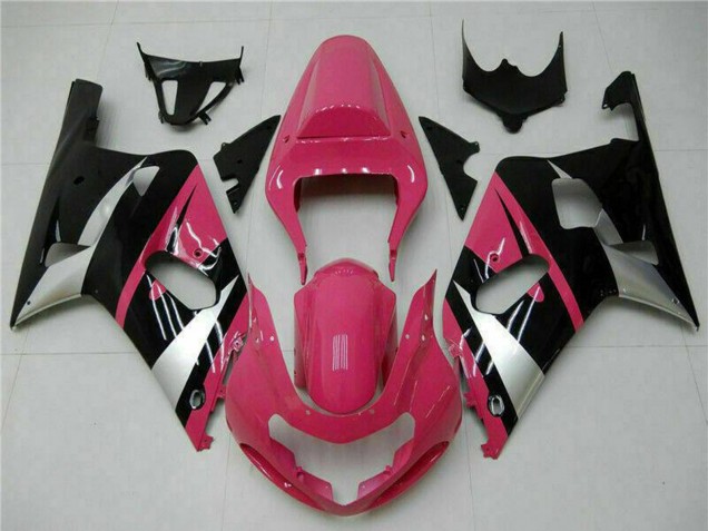 2001-2003 Suzuki GSXR 600/750 Motorcycle Fairings - Pink Silver Glossy Black