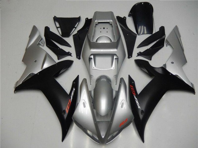 2002-2003 Yamaha YZF R1 Motorcycle Fairings - Silver Matte Black