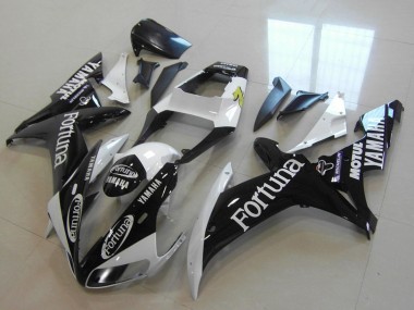 Cheap 2002-2003 Yamaha YZF R1 Motorcycle Fairings - White Glossy Black Fortuna Motul