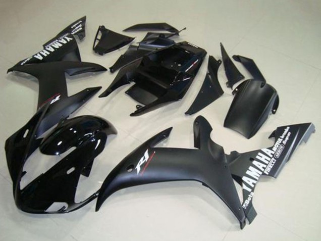 2002-2003 Yamaha YZF R1 Motorcycle Fairings - Glossy Black Matte Black White Decals